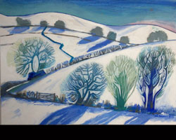 Dartmoor Winter.  Acrylics on canvas